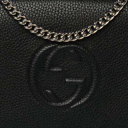 Gucci Pebbled Calfskin Soho Wallet on Chain Black 7 of 9