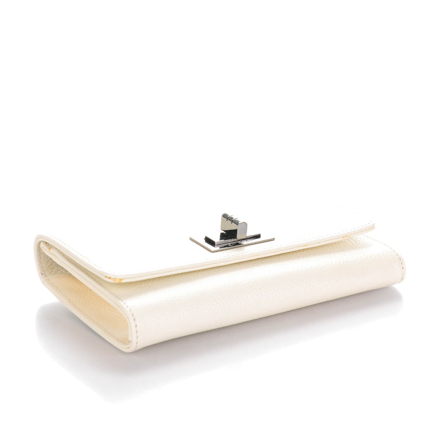 Calfskin Mademoiselle Clutch Wallet White