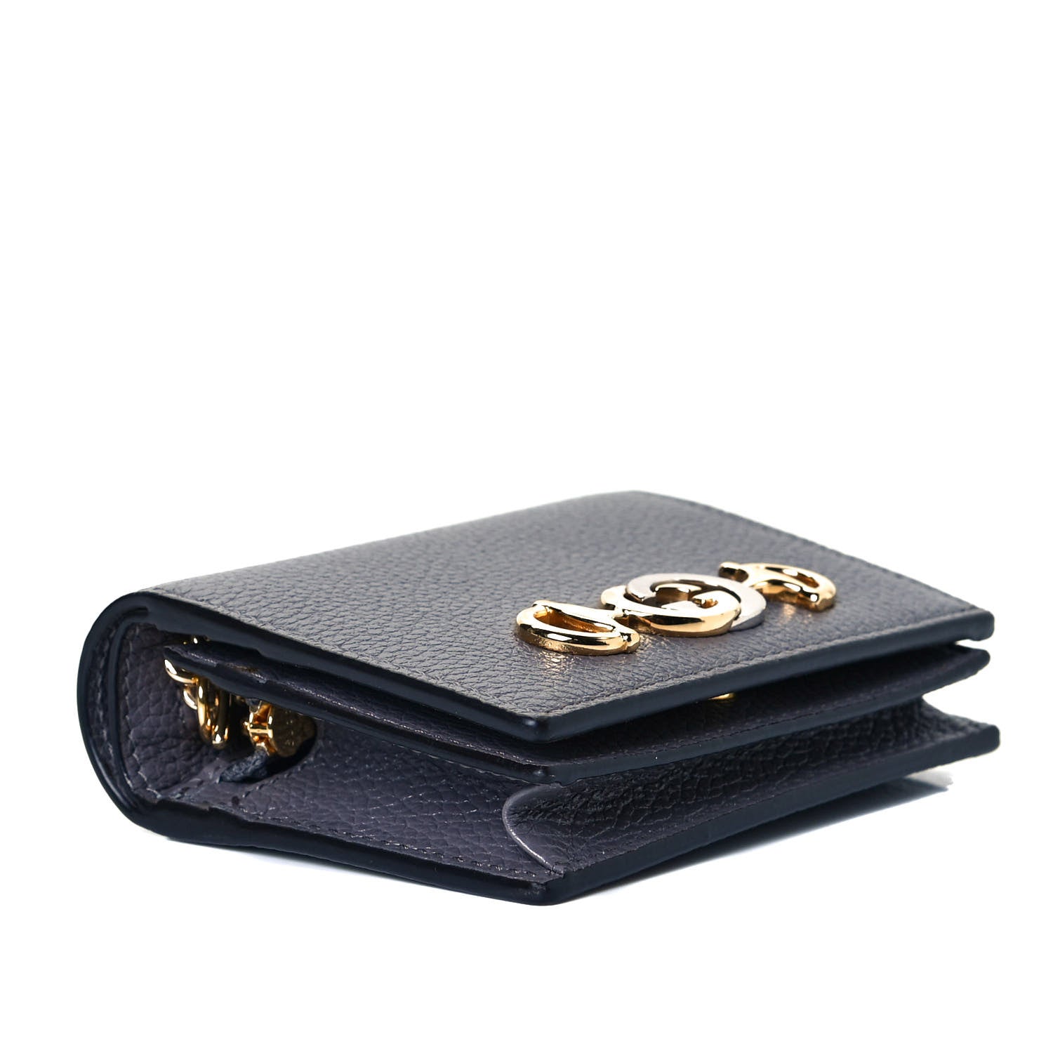 Gucci Grainy Calfskin Zumi Chain Card Case Wallet Dusty Grey 3 of 5
