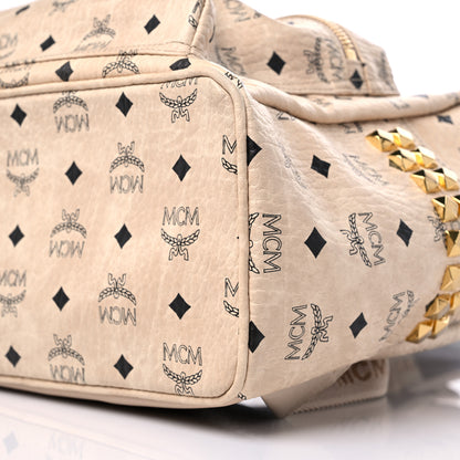 MCM Visetos Small Side Stud Stark Backpack Beige 8 of 10