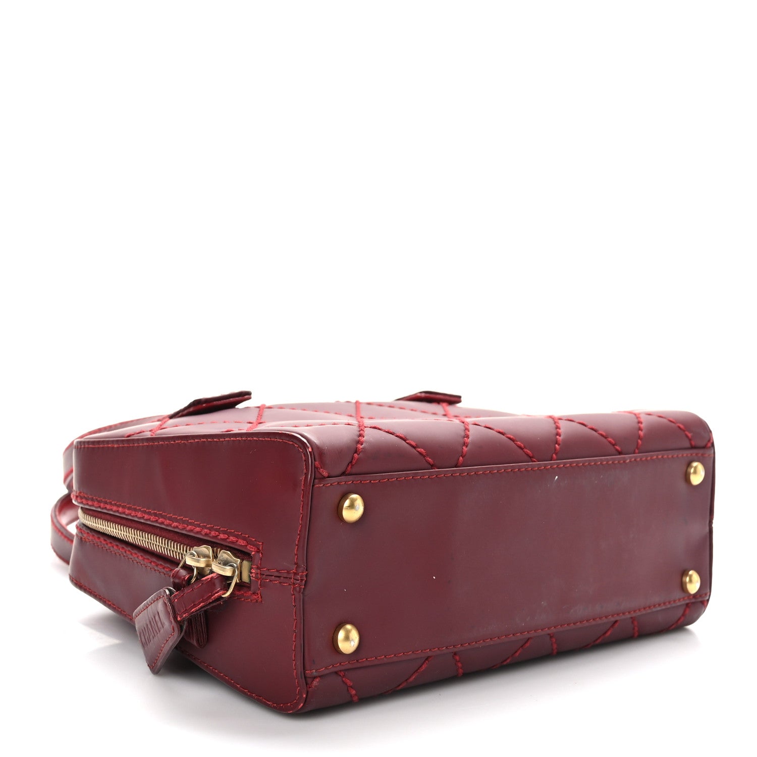 Chanel Calfskin Contrast Stitch Small Surpique Bowler Red 4 of 8