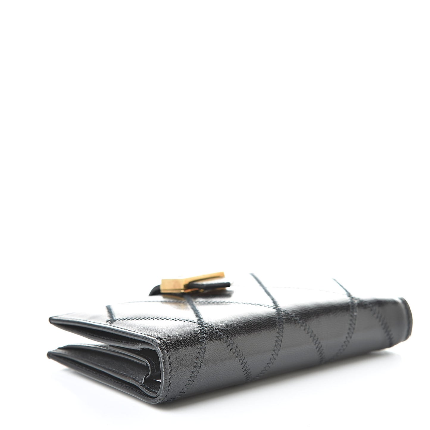 Goatskin Diamond Quilted GV3 Medium Wallet Black