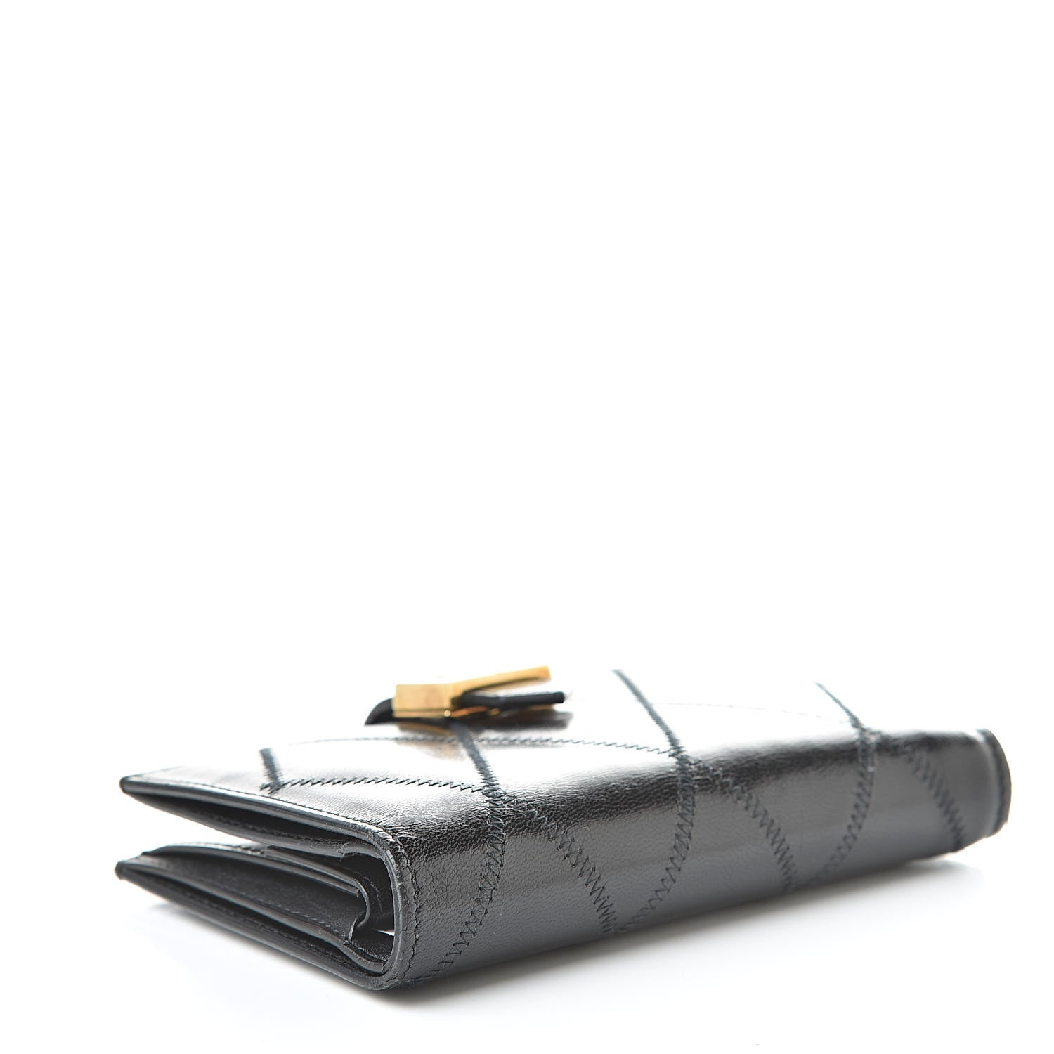 Givenchy Goatskin Diamond Quilted GV3 Medium Wallet Black 4 of 13