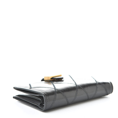 Givenchy Goatskin Diamond Quilted GV3 Medium Wallet Black 4 of 13