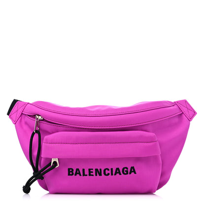 Balenciaga Sport Nylon Logo Embroidered Small Wheel Beltpack Fuchsia Black 1 of 8