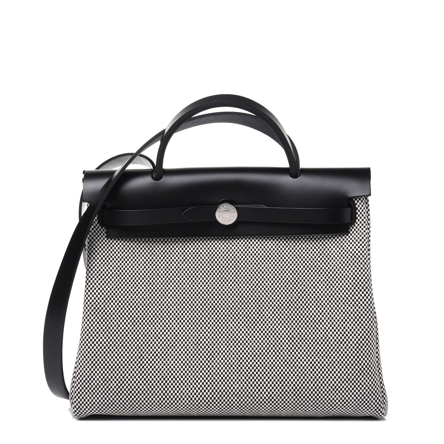 Hermes Vache Hunter Criss Viking Herbag Zip Retourne 31 PM Ecru Black 2 of 15