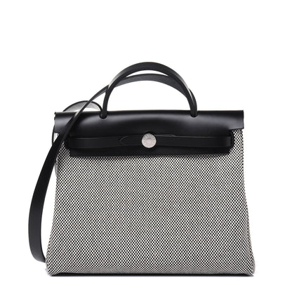 Hermes Vache Hunter Criss Viking Herbag Zip Retourne 31 PM Ecru Black 2 of 15