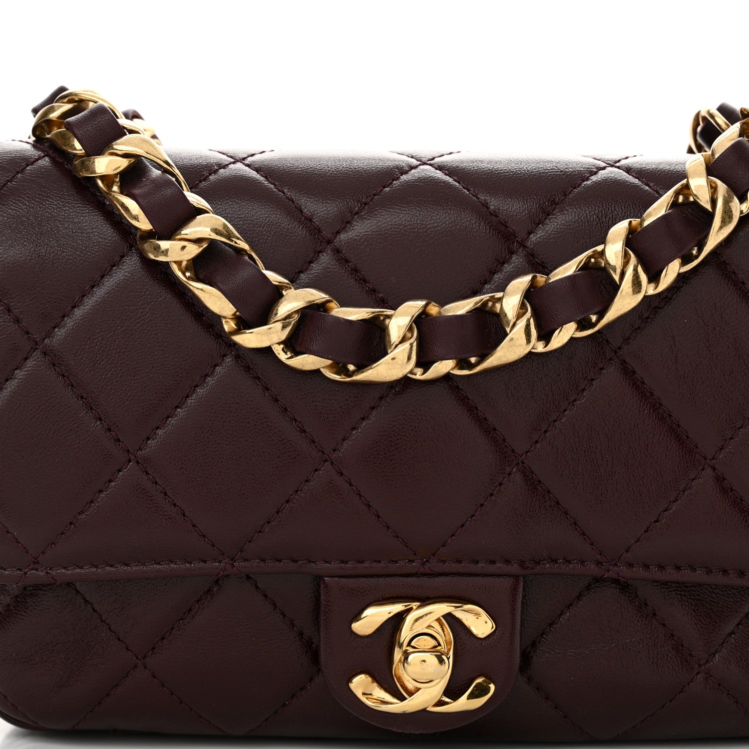 Chanel Shiny Lambskin Quilted Twist CC Square Flap Burgundy 8 of 13