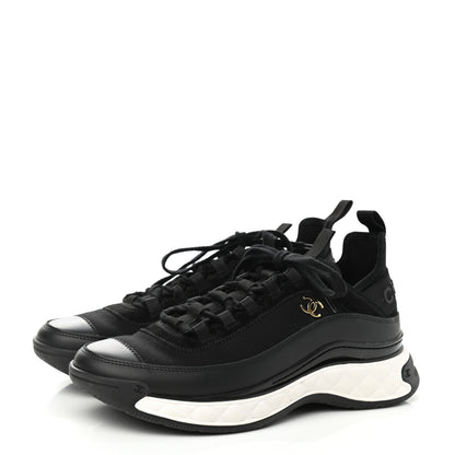 Chanel Velvet Calfskin Mixed Fibers CC Sneakers 39.5 Black 3 of 9