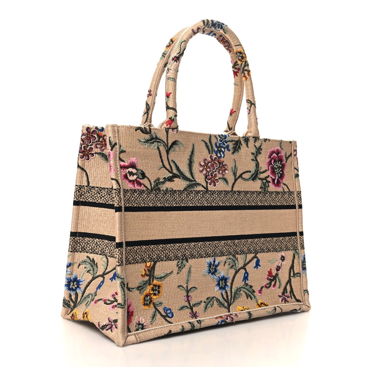 Christian Dior Raffia Embroidered Petites Fleurs Medium Book Tote Natural 3 of 12