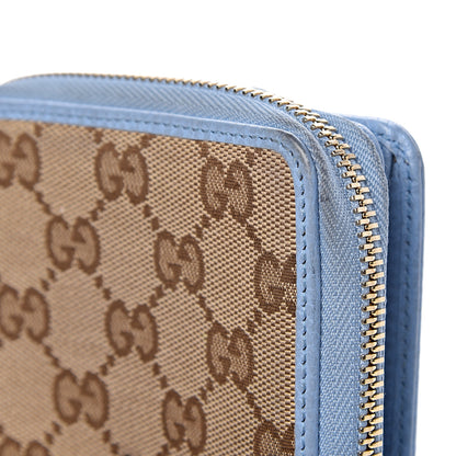 Gucci Monogram Dollar Calfskin Zip Around French Flap Wallet Beige Ebony Mineral Blue 18 of 19