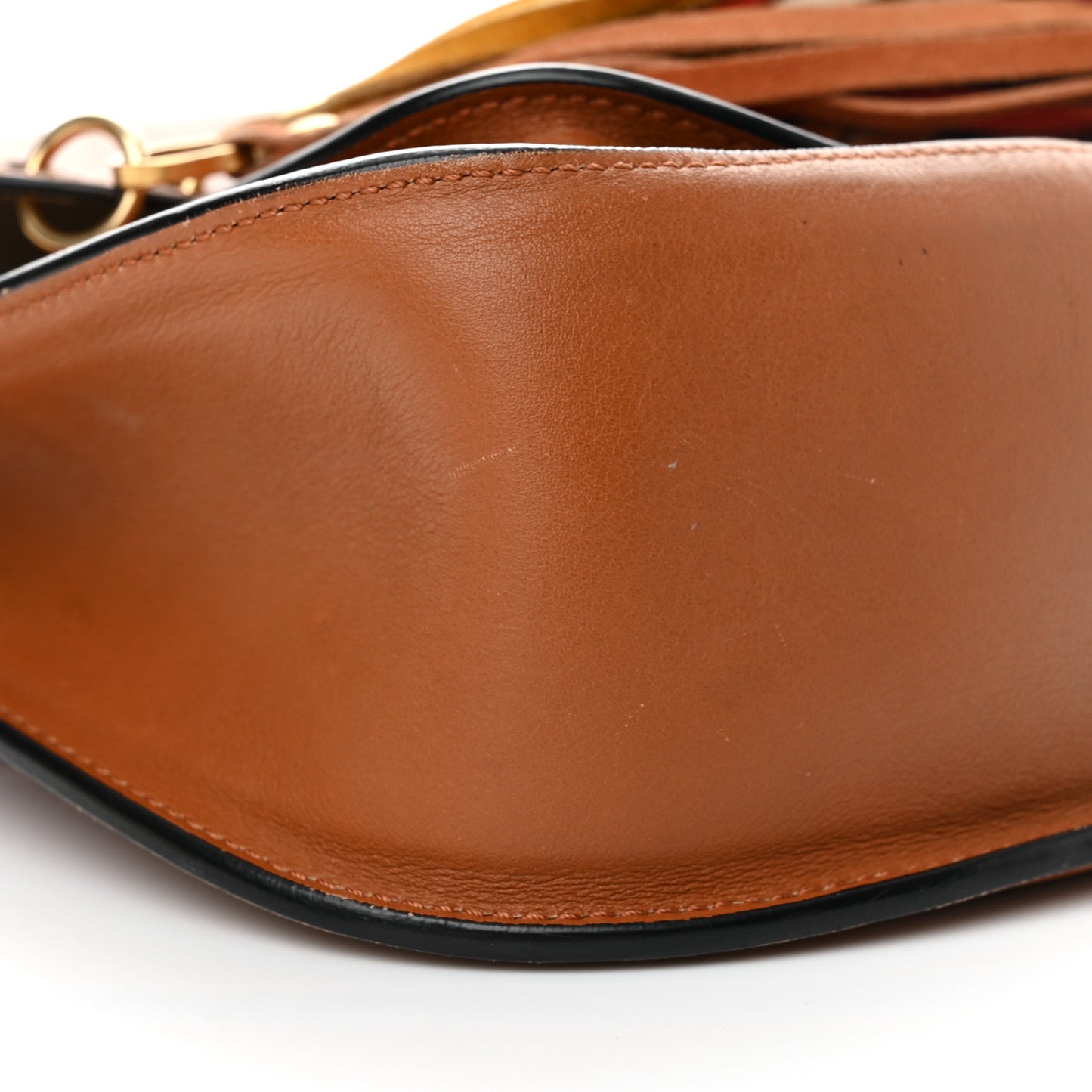 Calfskin Small Hudson Fringe Shoulder Bag Caramel