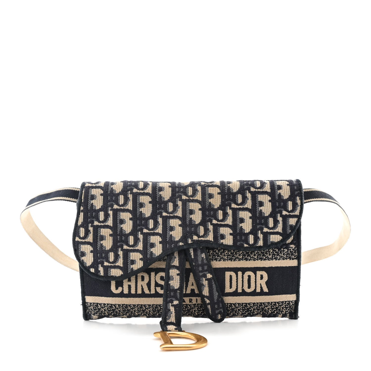 Christian Dior Oblique Slim Saddle Pouch Blue 1 of 11