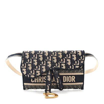 Christian Dior Oblique Slim Saddle Pouch Blue 1 of 11