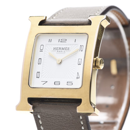 Hermes Stainless Steel Swift 26mm Heure H Hour Quartz Watch Etoupe 8 of 9