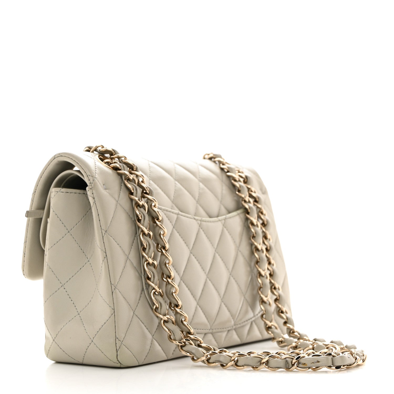 Chanel Lambskin Quilted Small Double Flap Light Grey 2 of 10