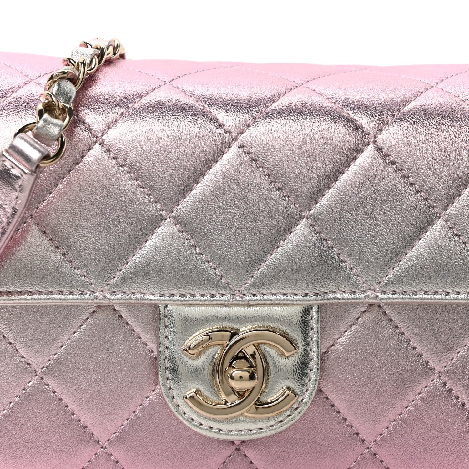 Chanel Metallic Lambskin Like A Wallet Flap Golden Pink 8 of 10
