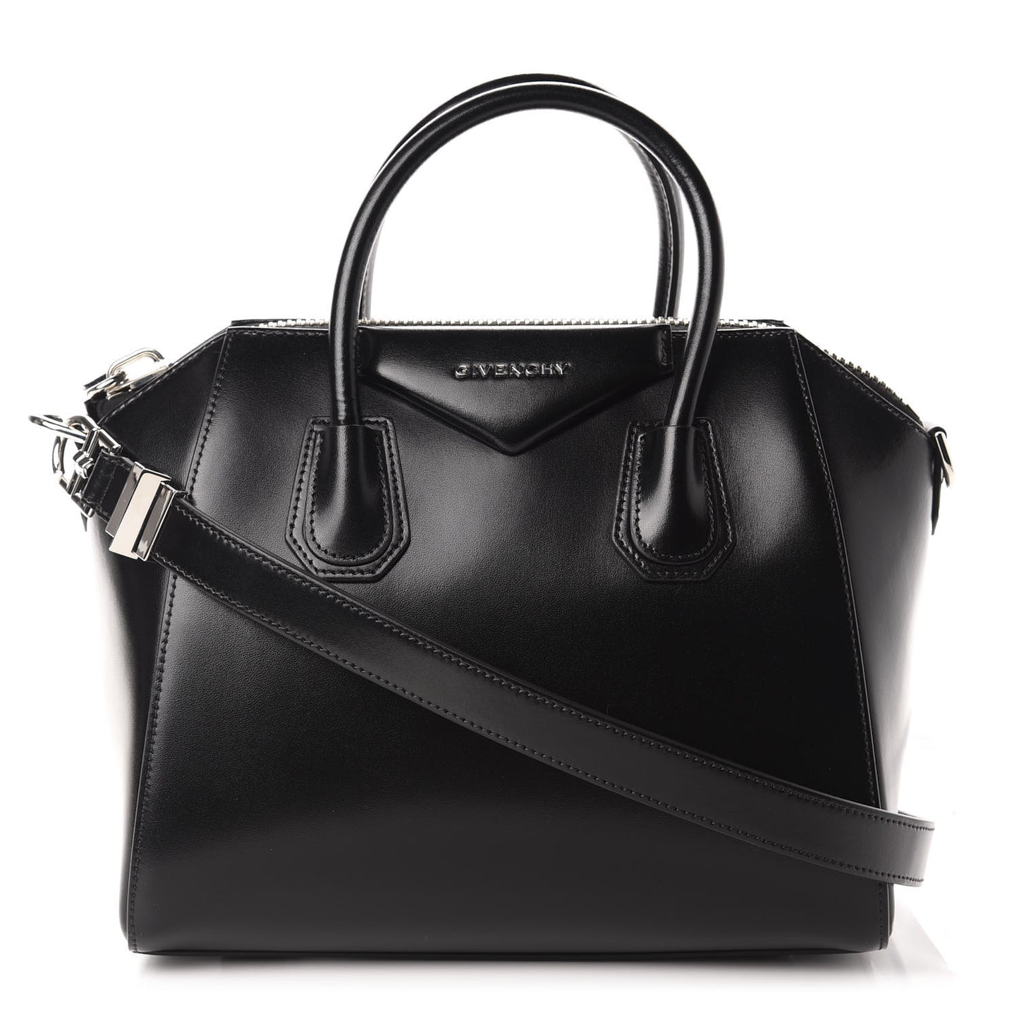 Shiny Lord Calfskin Small Antigona Black