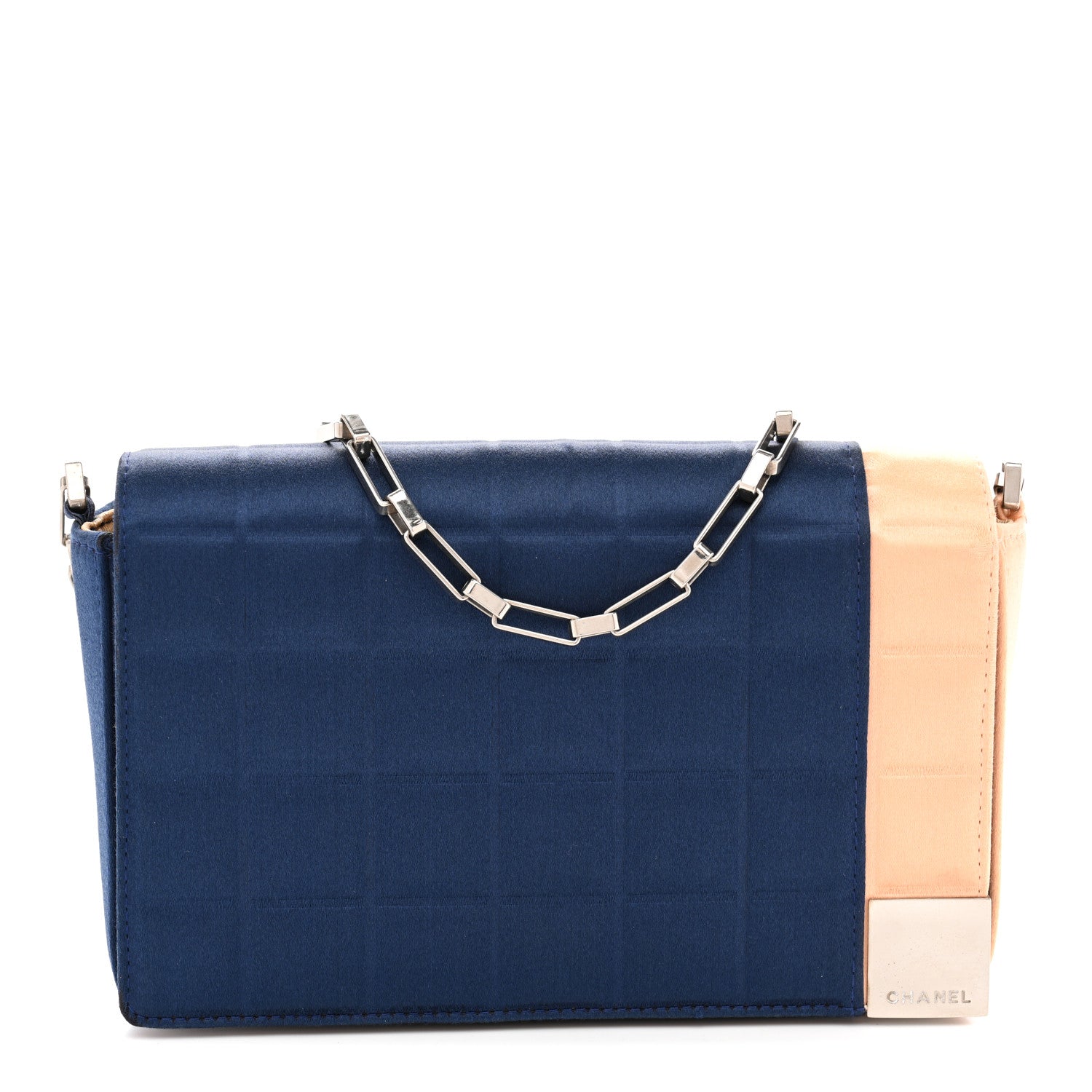 Chanel Satin Chocolate Bar Flap Blue Light Pink 1 of 13