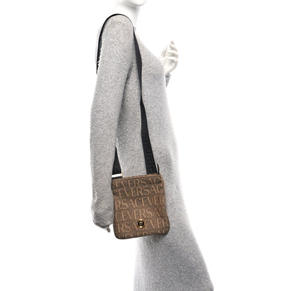 Versace Canvas Allover Logo Medusa Crossbody Bag Beige Brown 2 of 9