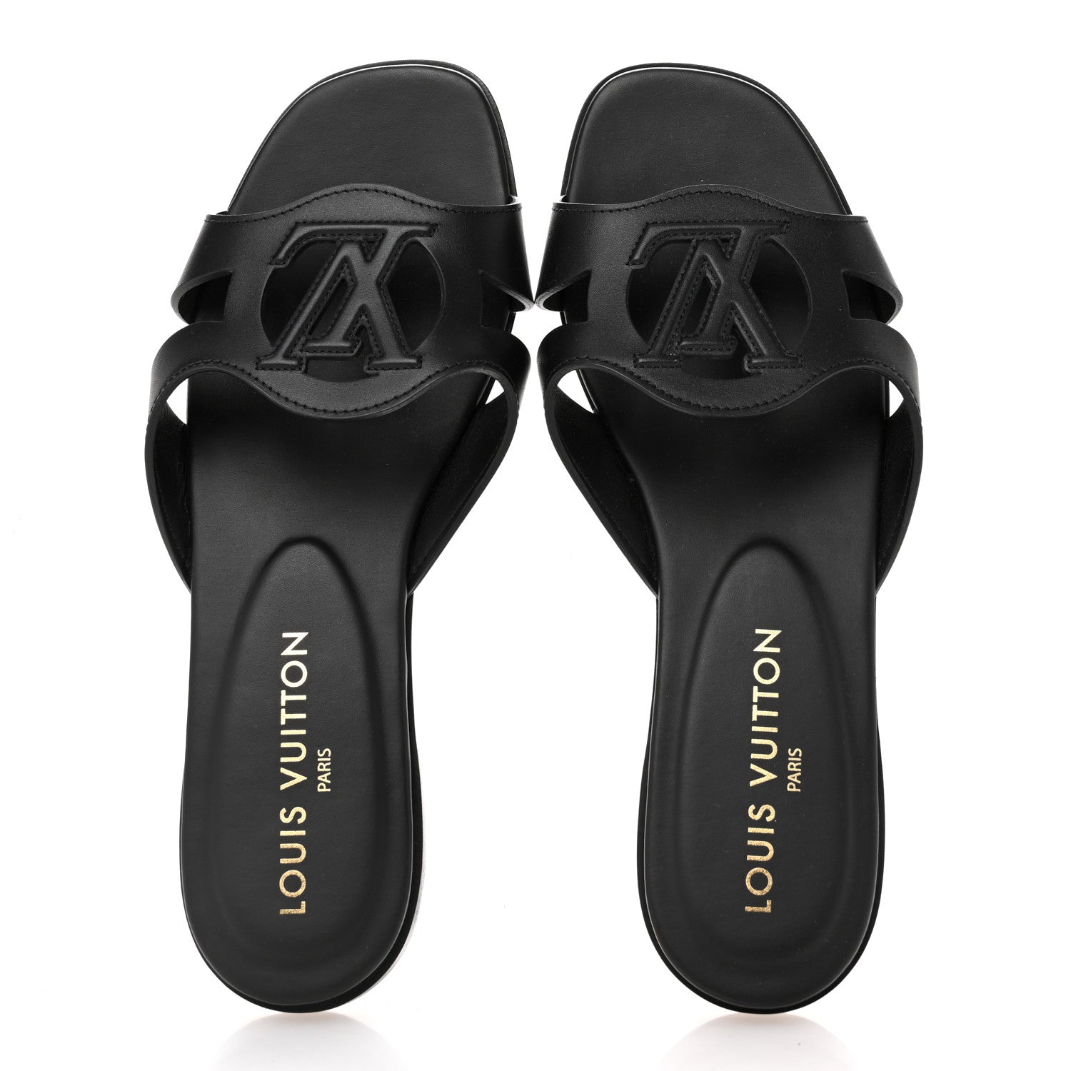 Louis Vuitton Calfskin LV Isola Flat Sandals 38 Black 2 of 9