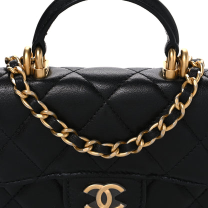 Chanel Lambskin Quilted Top Handle Flap Coin Purse With Chain Black 9 of 11