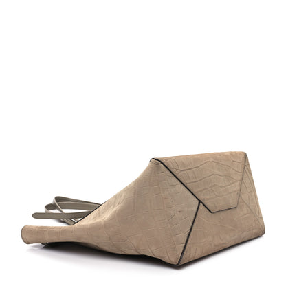 Celine Crocodile Embossed Nubuck Small Belt Cabas Phantom Beige 4 of 11