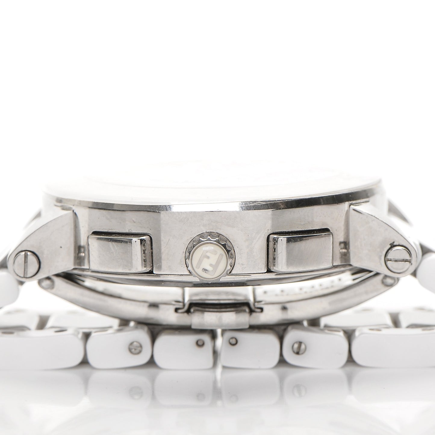 Stainless Steel Ceramic 38mm Chronograph Quartz Watch White