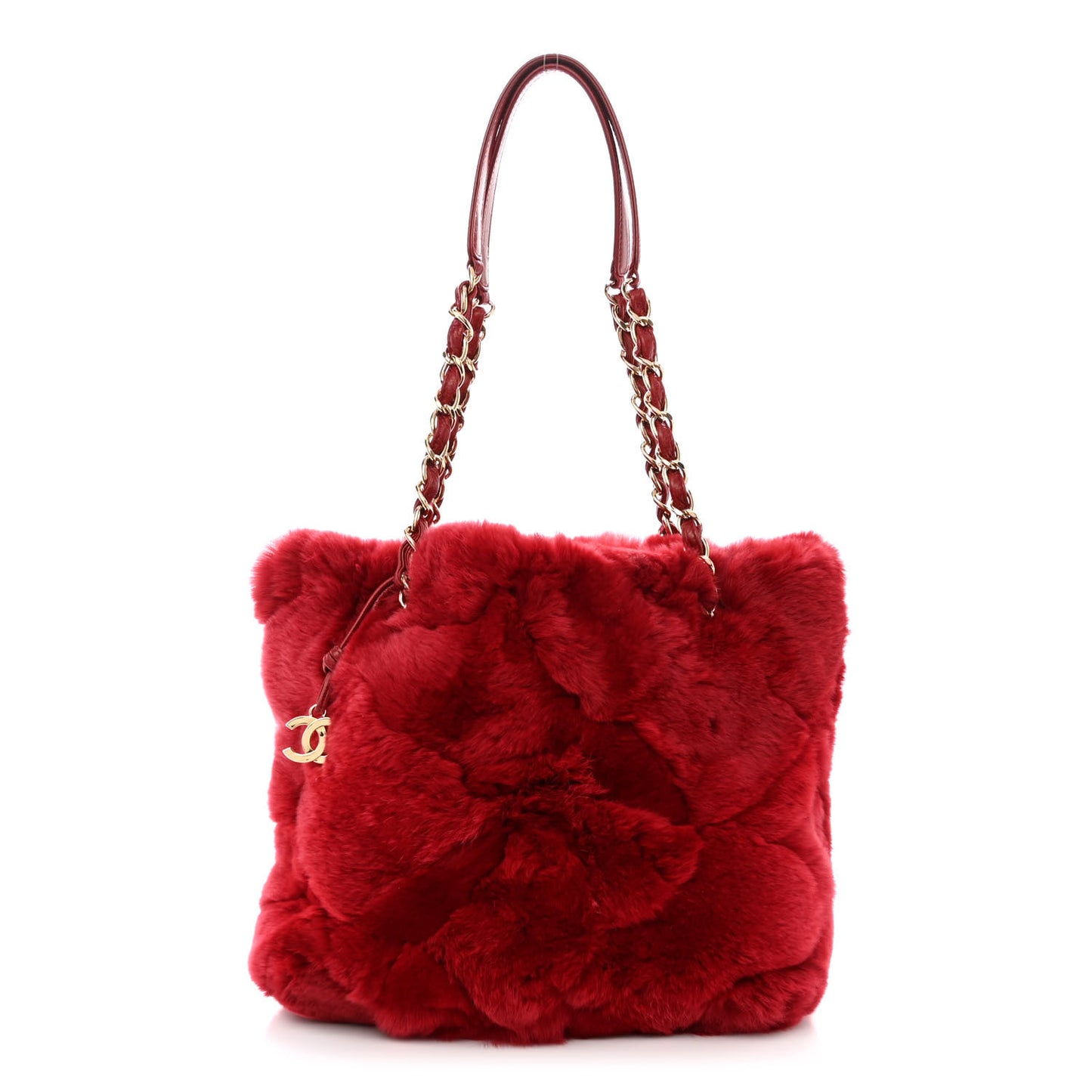 Rabbit Fur Harlequin Shoulder Bag Red