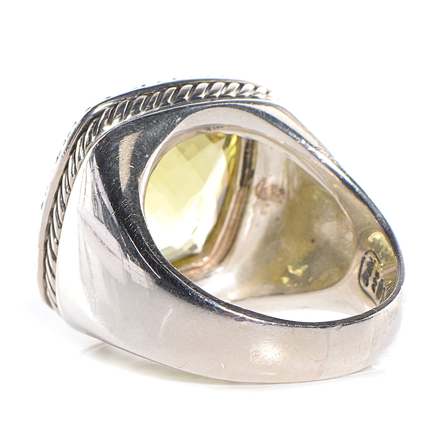 Sterling Silver Diamond Peridot 16mm Albion Statement Ring 60 9