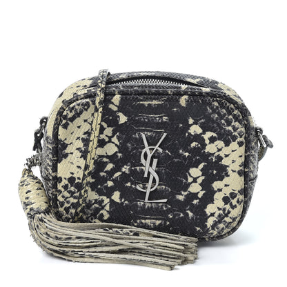 Saint Laurent Python Embossed Calfskin Monogram Blogger Bag Black Beige 1 of 8
