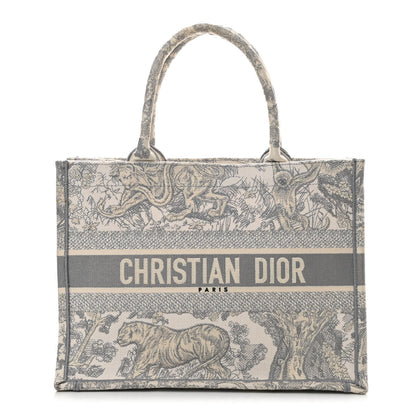 Christian Dior Canvas Embroidered Medium Dioriviera Toile De Jouy Book Tote Gray 1 of 9