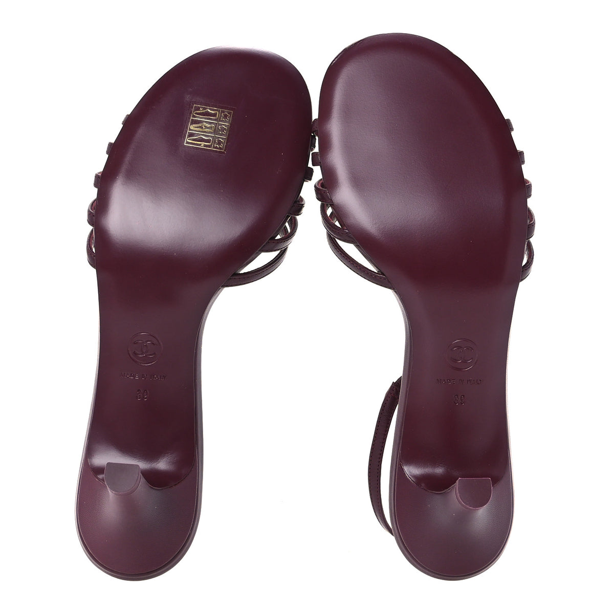 Goatskin CC Caged Sandals 39 Burgundy