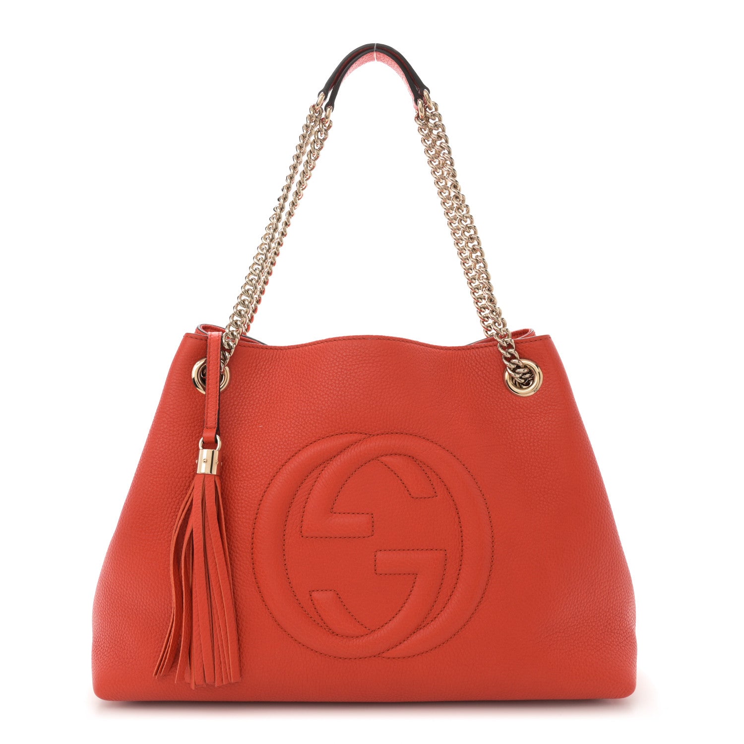 Gucci Pebbled Calfskin Medium Soho Chain Shoulder Bag Sun Orange 1 of 10