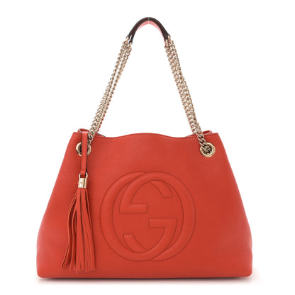 Gucci Pebbled Calfskin Medium Soho Chain Shoulder Bag Sun Orange 1 of 10