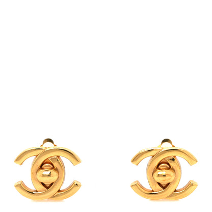 Chanel Metal CC Turnlock Clip On Earrings Gold 1 of 4