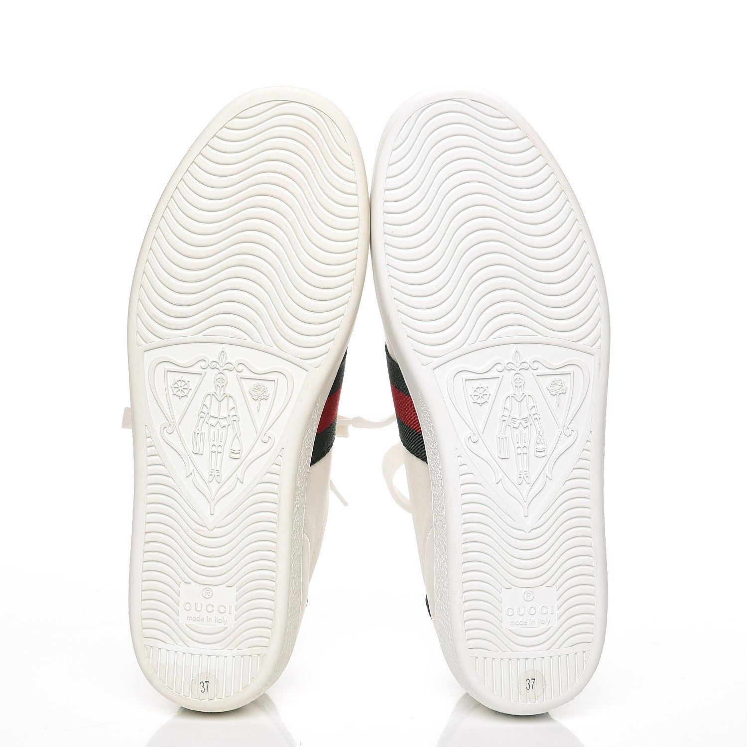 Gucci Calfskin Crocodile Web Ace Sneakers 37 White Green 5 of 12