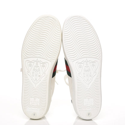 Gucci Calfskin Crocodile Web Ace Sneakers 37 White Green 5 of 12