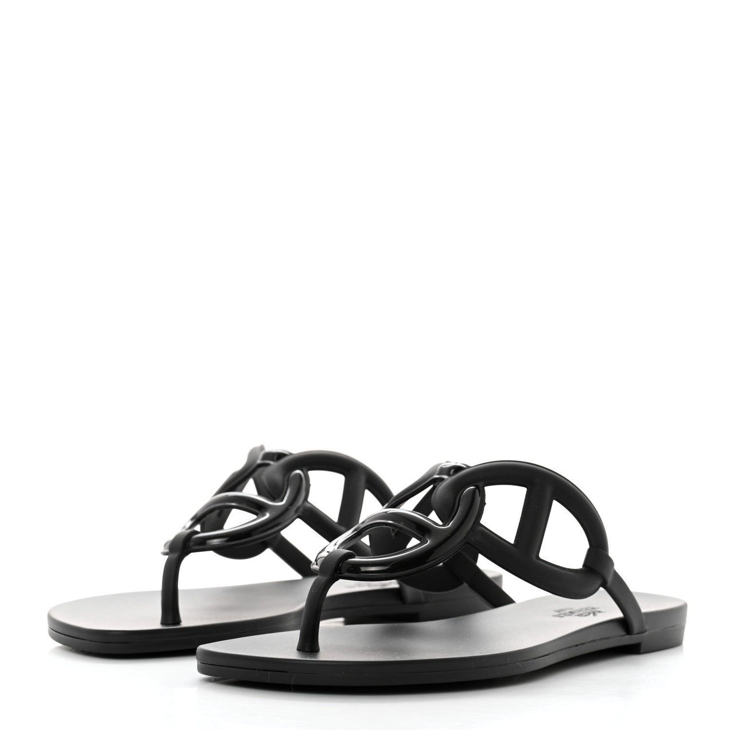 Hermes Rubber Womens Egerie Sandals 35 Black 3 of 9