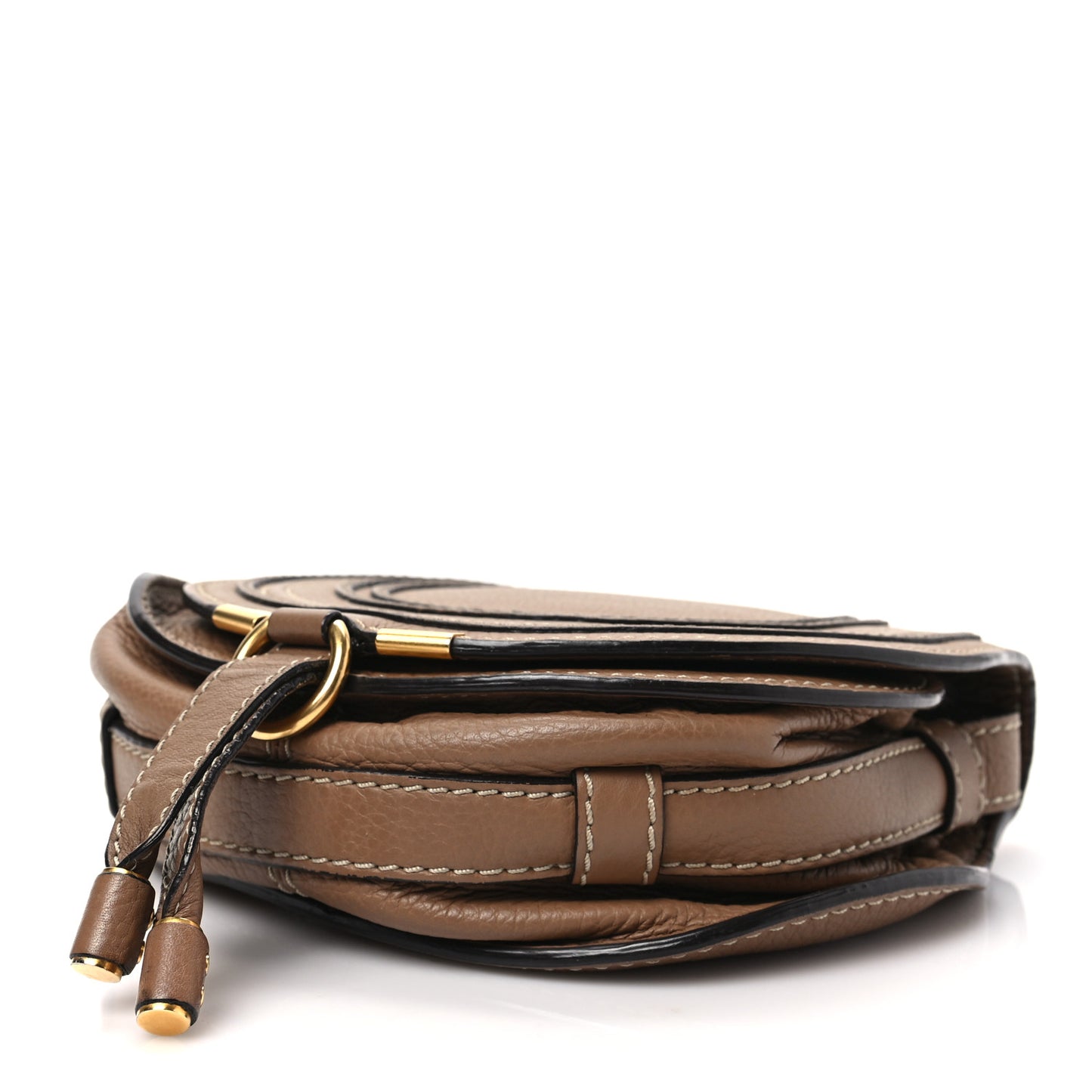 Calfskin Mini Marcie Round Crossbody Bag Nut