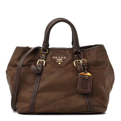 Prada Nylon Tessuto Vitello Daino Tote Corinto 1 of 18
