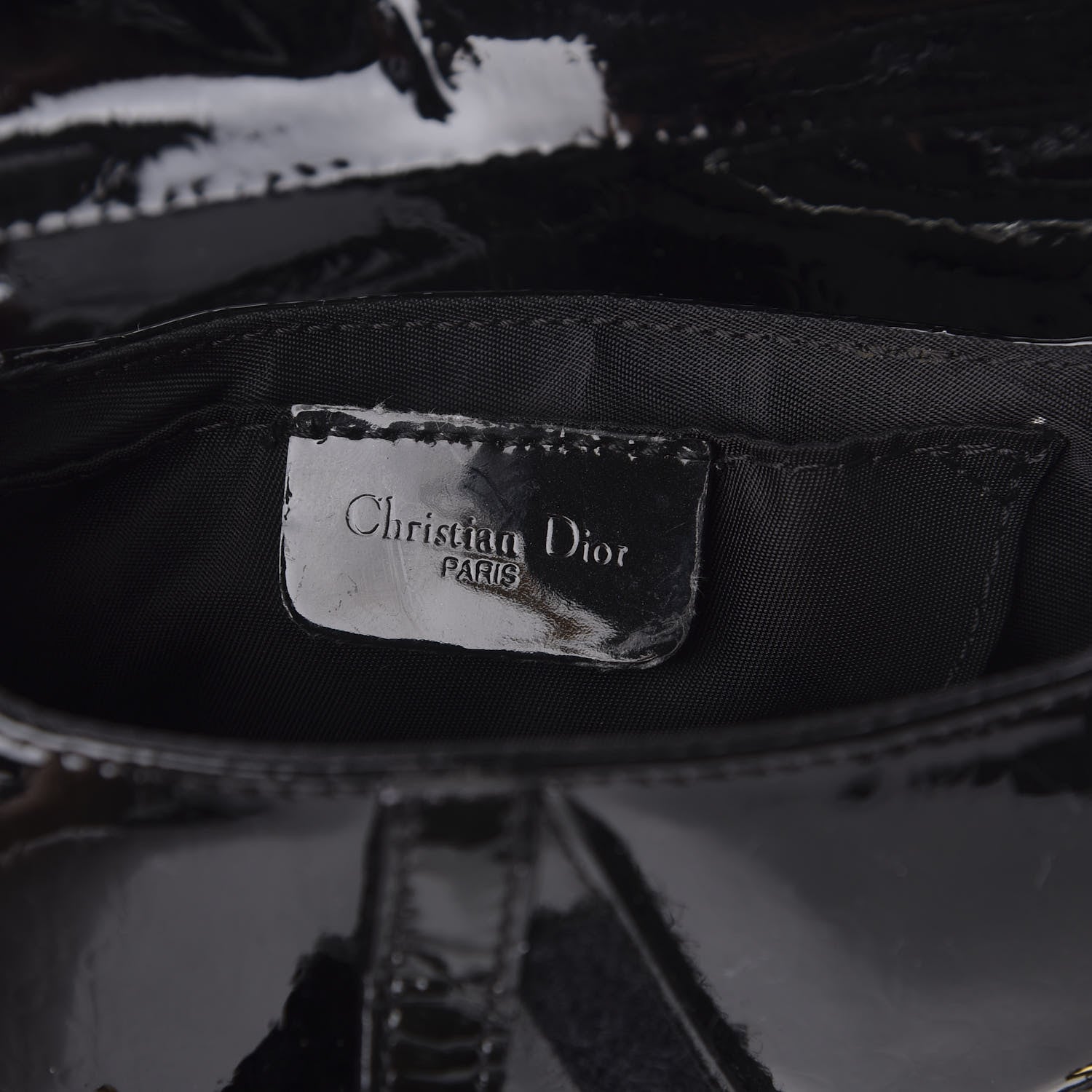 Christian Dior Patent Diorissimo Saddle Wristlet Black 5 of 10