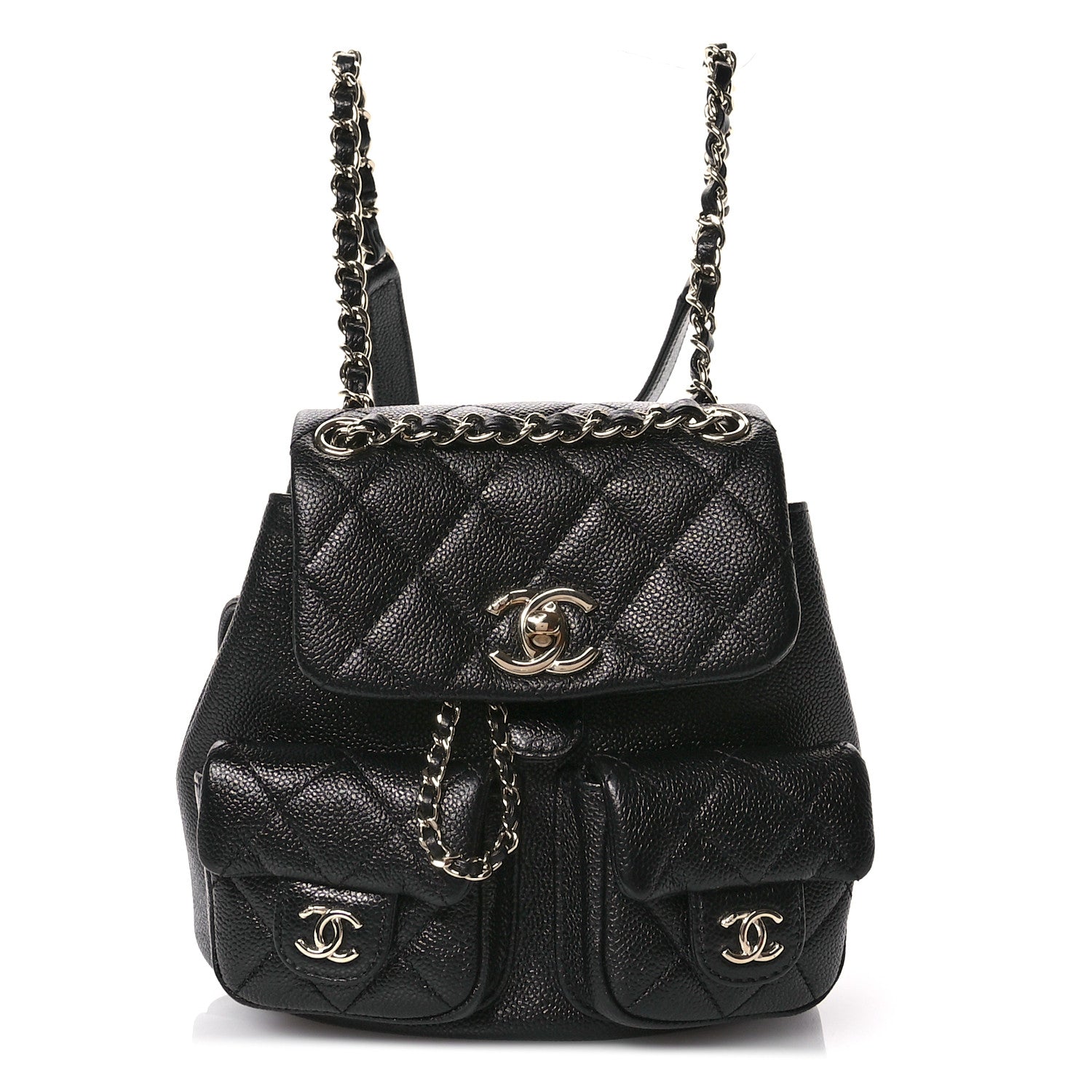 Chanel Shiny Caviar Quilted Small Duma Pockets Drawstring Backpack Black 1 of 12
