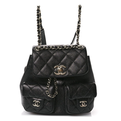 Chanel Shiny Caviar Quilted Small Duma Pockets Drawstring Backpack Black 1 of 12