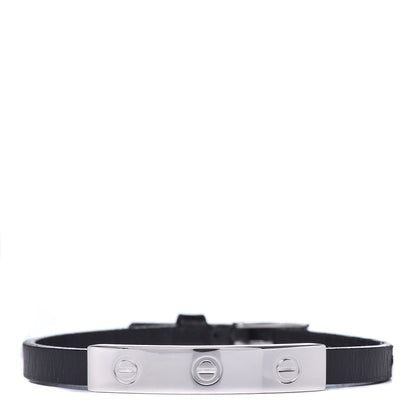Cartier 18K White Gold Calfskin 3 Motif LOVE Bracelet Black 1 of 10