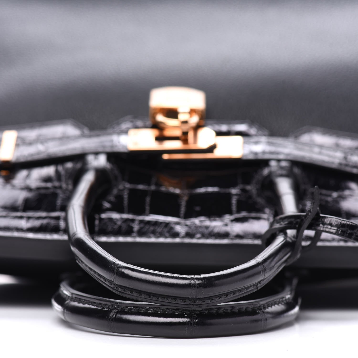 Hermes Taurillon Novillo Shiny Niloticus Crocodile Birkin Touch 25 Black 12 of 35