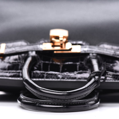 Hermes Taurillon Novillo Shiny Niloticus Crocodile Birkin Touch 25 Black 12 of 35