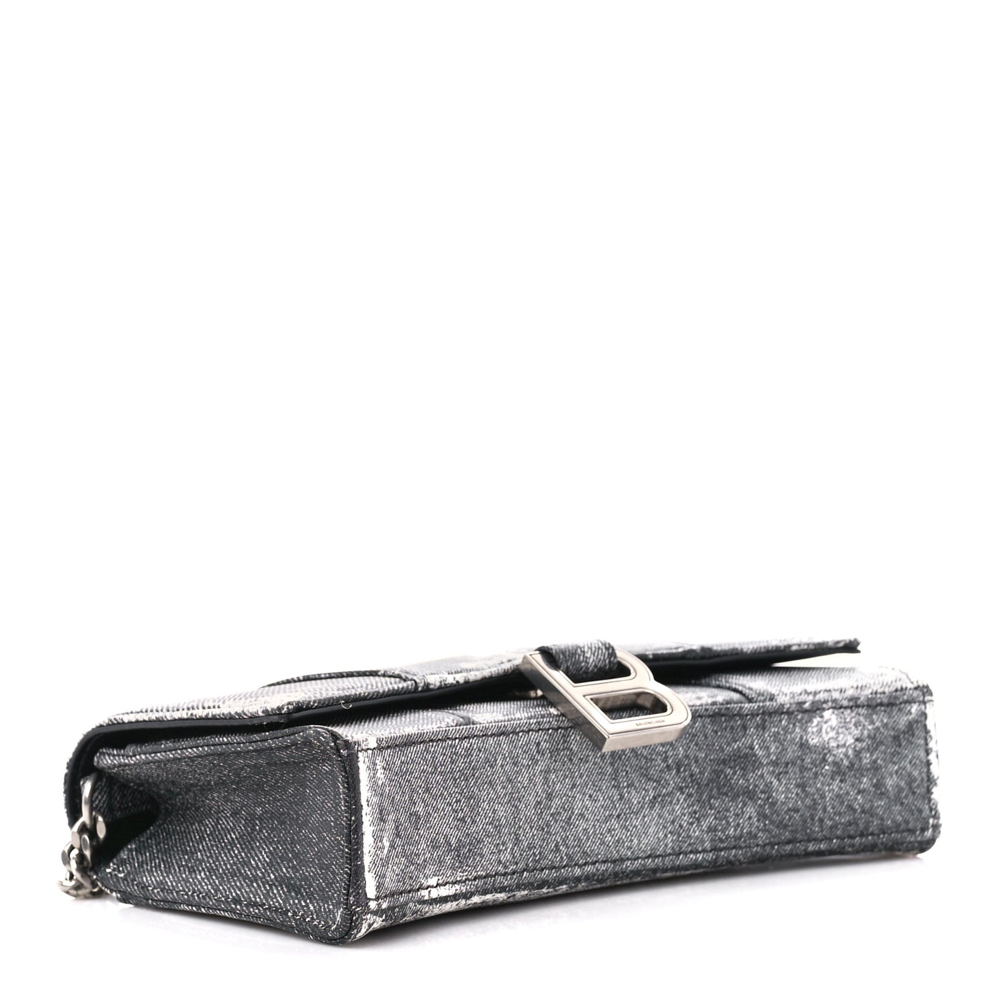 Nappa Denim Printed Hourglass Chain Bag Denim Black
