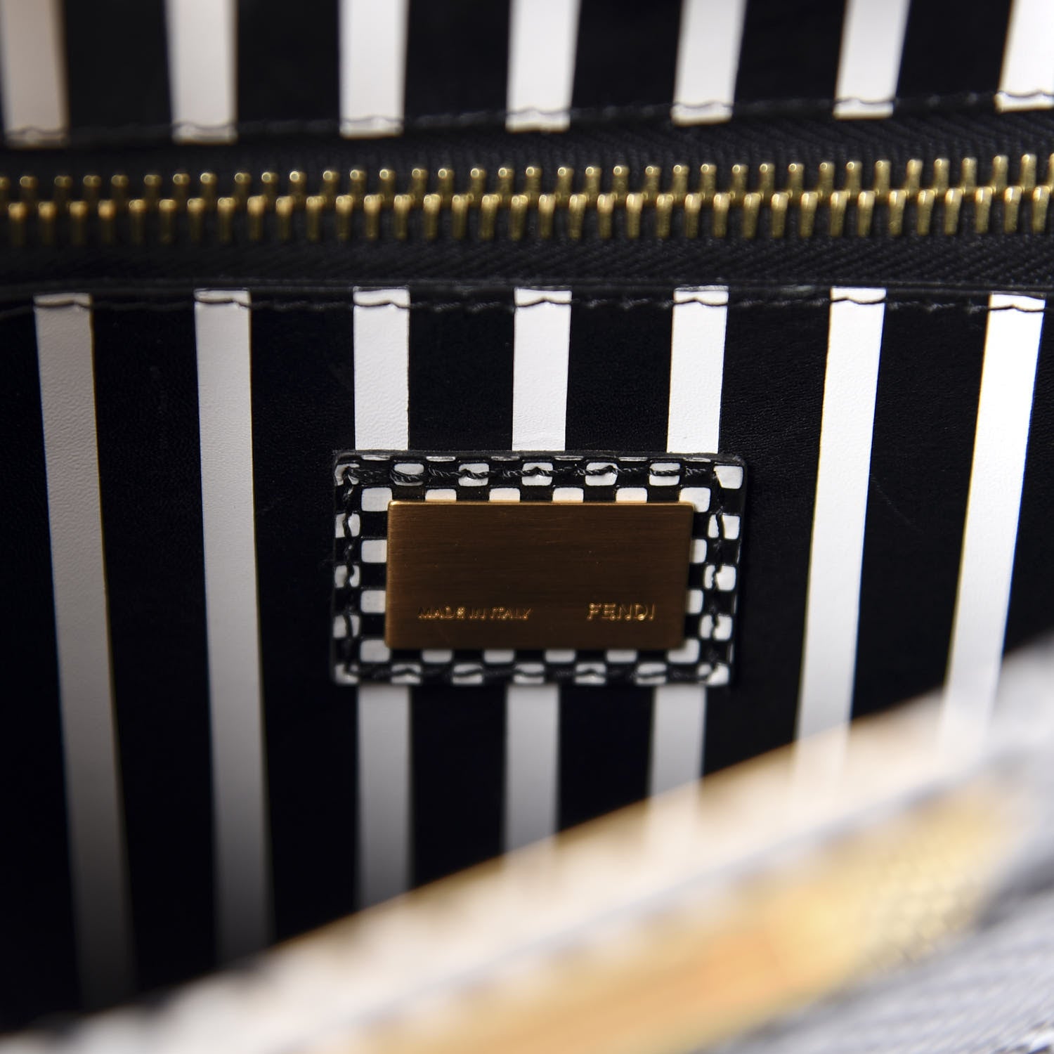 Fendi Pequin Checkered Medium Peekaboo Iconic Satchel Black White 11 of 12