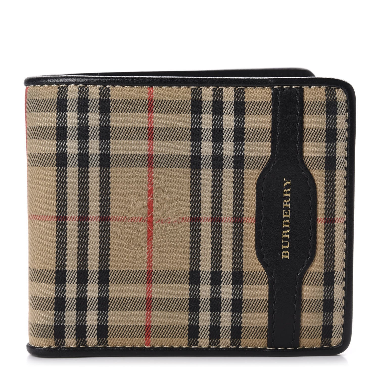 Burberry Calfskin 1983 Knight Check Bi-Fold Wallet Black 1 of 8